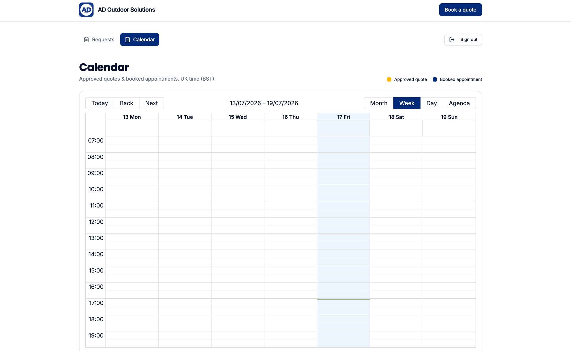 Calendar view
