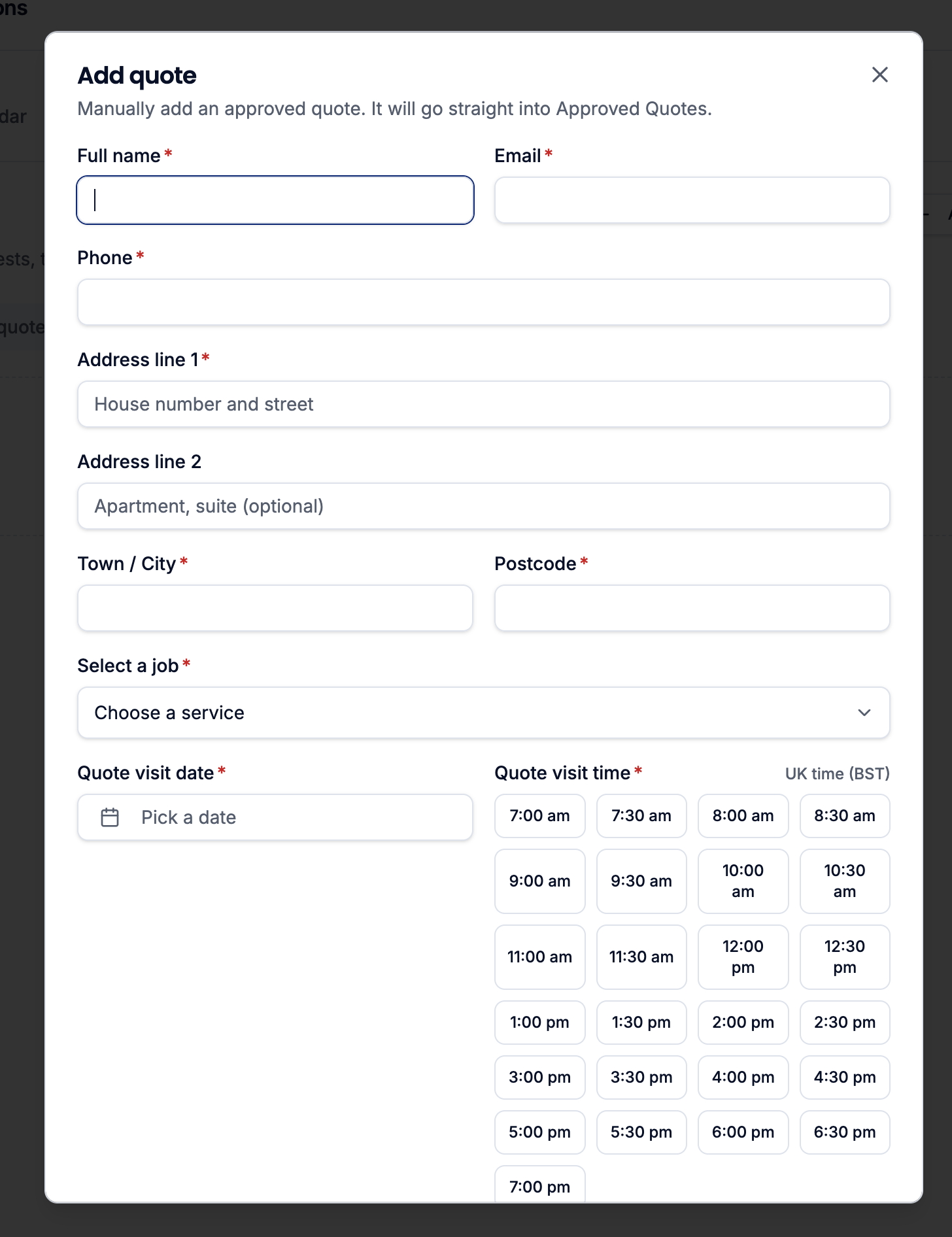 Manual add-quote modal