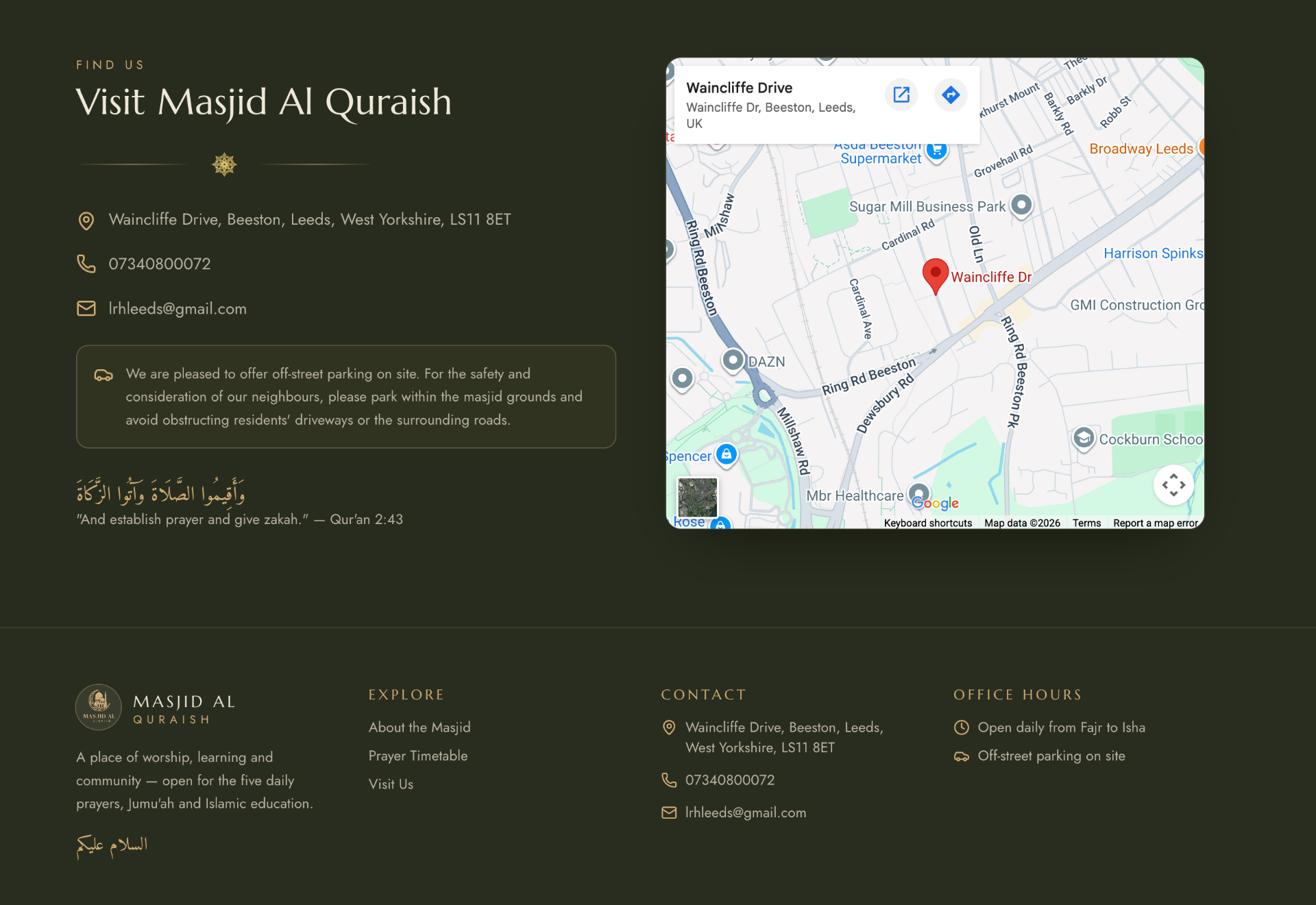 Visit & find us section